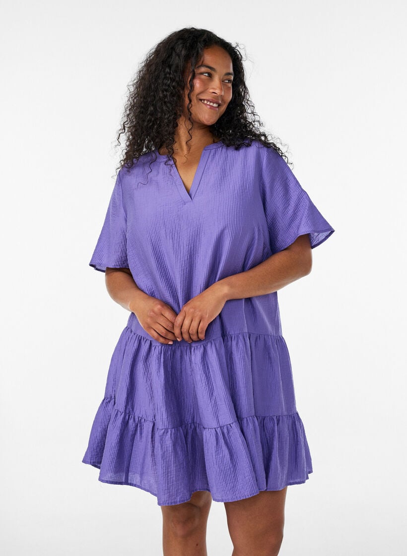 R&ouml;yhel&ouml;mekko A-linjaisella leikkauksella, Violetti, Model image number 0