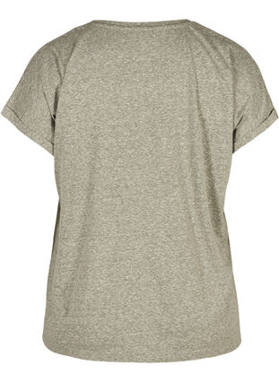 Meleerattu puuvillainen t-paita, Green Mélange, Packshot image number 1