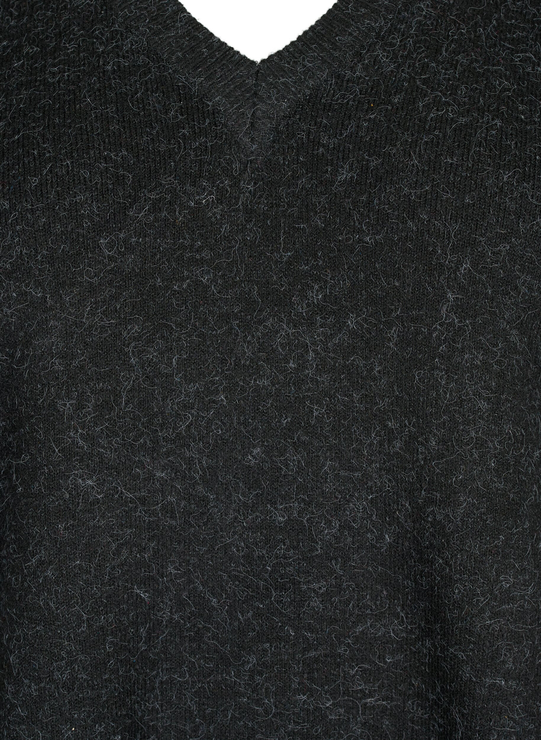 ZizziMelange V-p&auml;&auml;ntiellinen neulepusero, Dark Grey Melange, Packshot image number 2