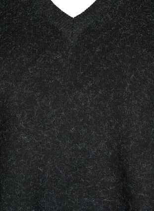 Melange V-pääntiellinen neulepusero, Dark Grey Melange, Packshot image number 2