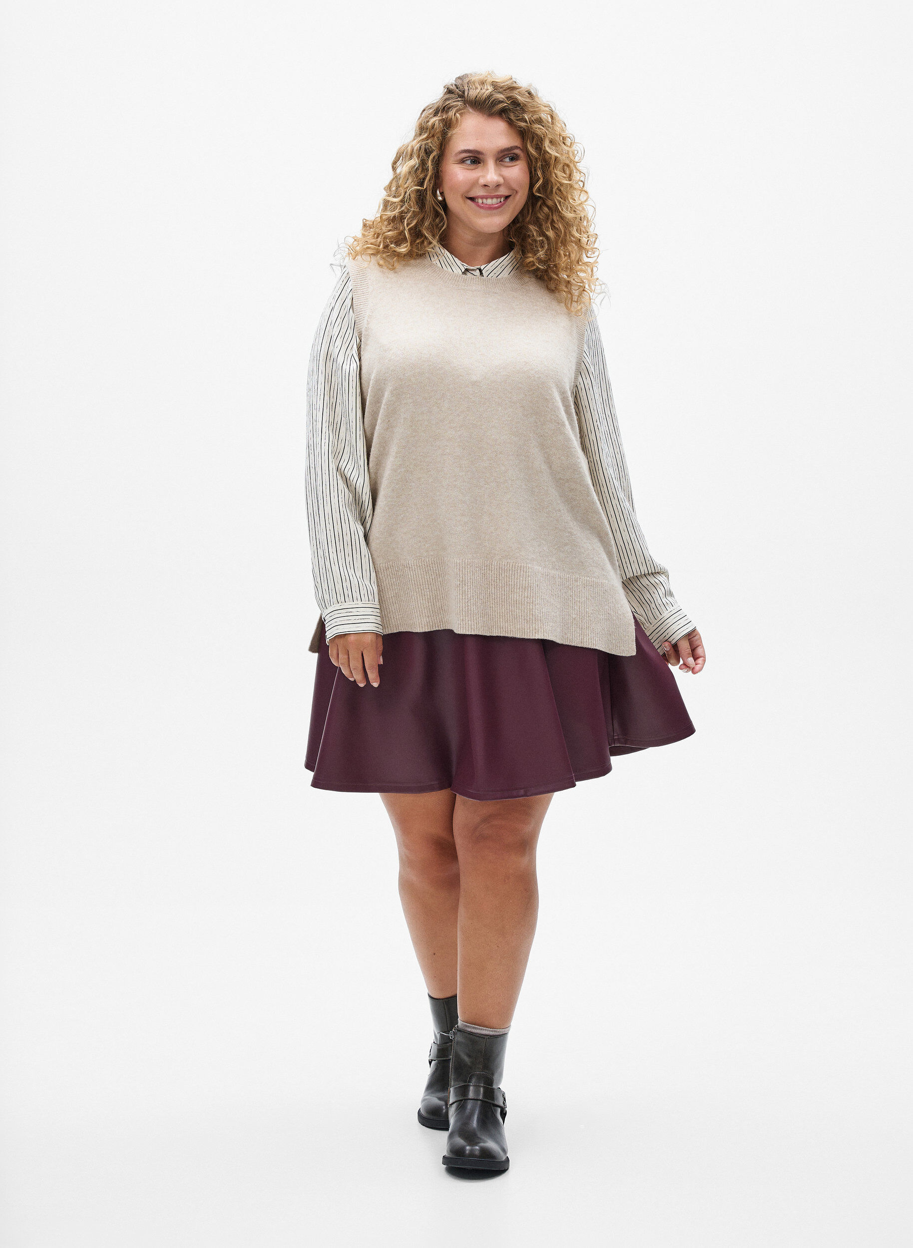 ZizziNeuleliivi, jossa on ribbireunat, Beige, Model image number 1