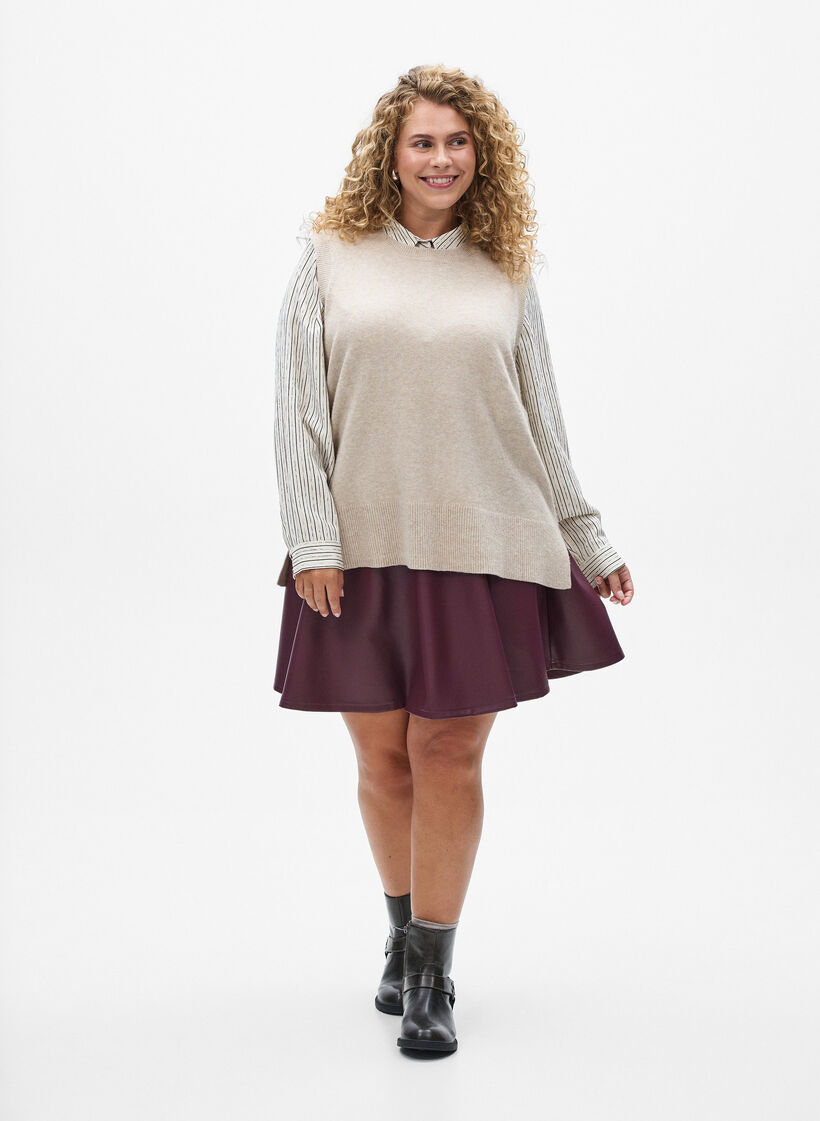 Neuleliivi, jossa on ribbireunat, Beige, Model image number 1