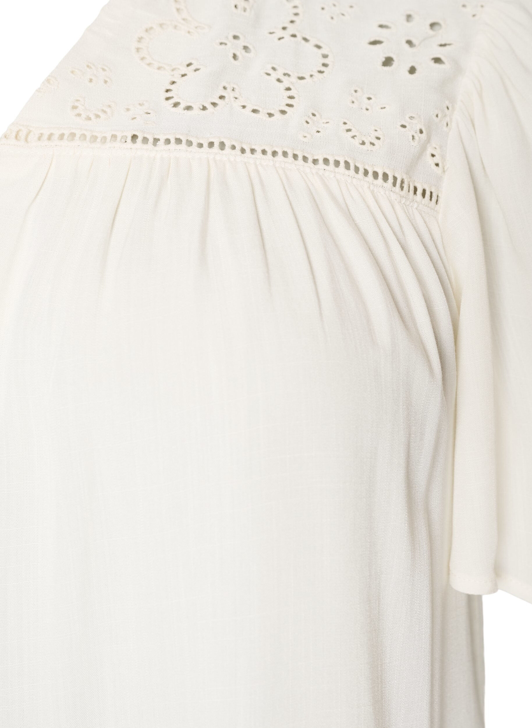 ZizziViskoosipusero broderieanglaise-koristeilla, Beige, Packshot image number 2