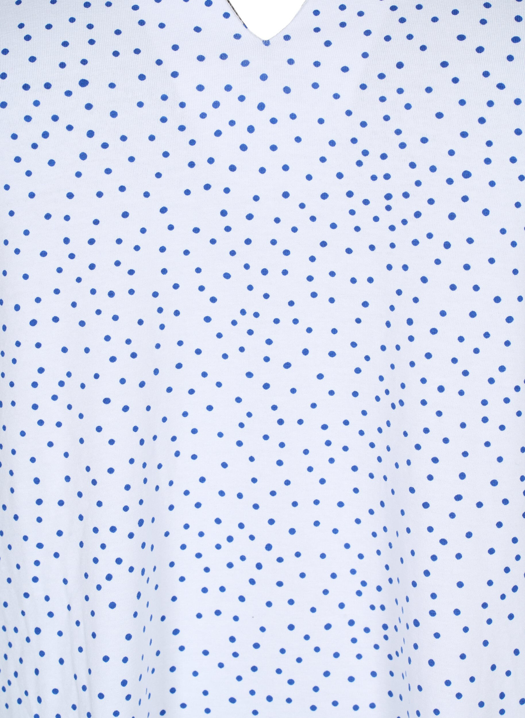 Zizzi Puuvillainen T-paita pilkuilla ja v-p&auml;&auml;ntiell&auml;, B.White/S.T.W Dot, Packshot image number 2