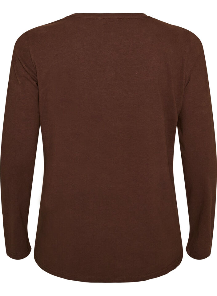 Perus jersey-paita, jossa pitk&auml;t hihat, Ruskea, Packshot image number 1