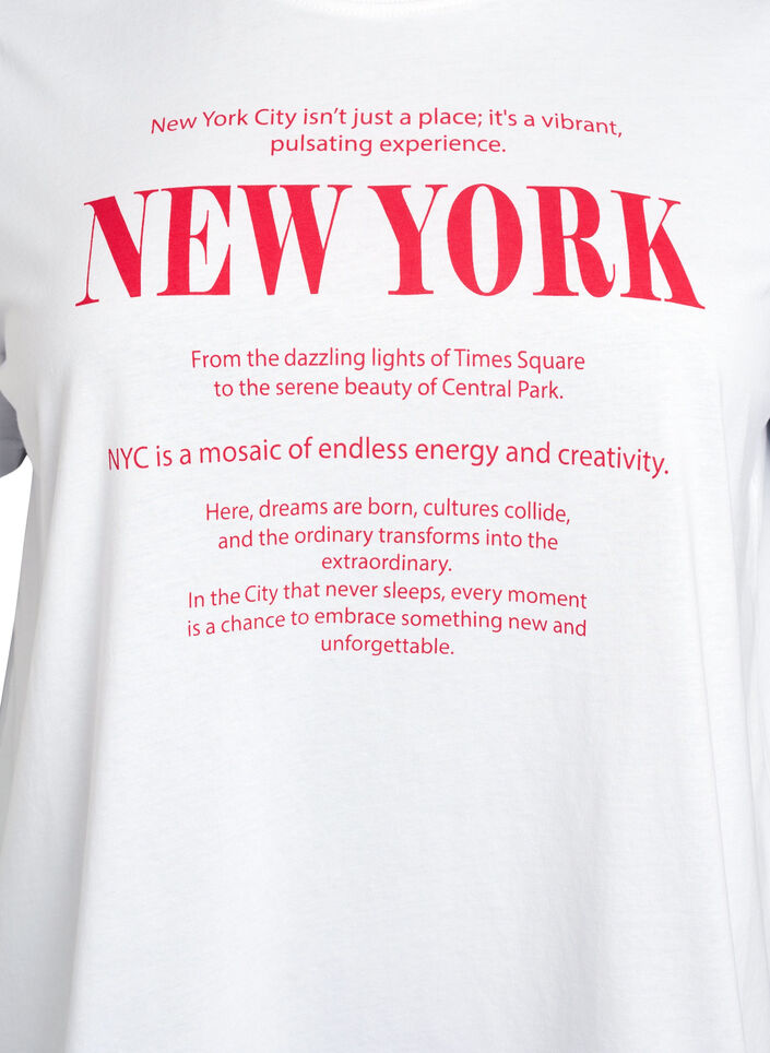 T-paita tekstiprintillä ja pyöreällä pääntiellä, Valkoinen, Packshot image number 2