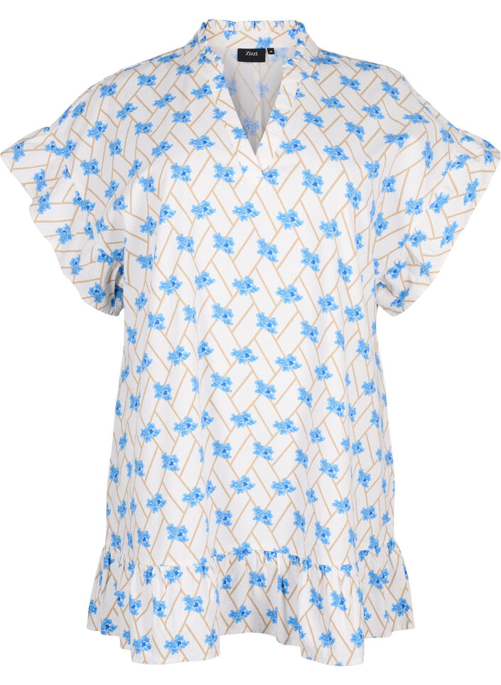 Kukkakuvioinen puuvillatunika, Snow White Flower, Packshot image number 0