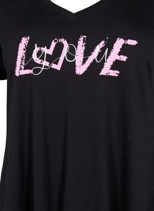 Puuvillainen t-paita lyhyillä hihoilla, Black LOVE, Packshot image number 2