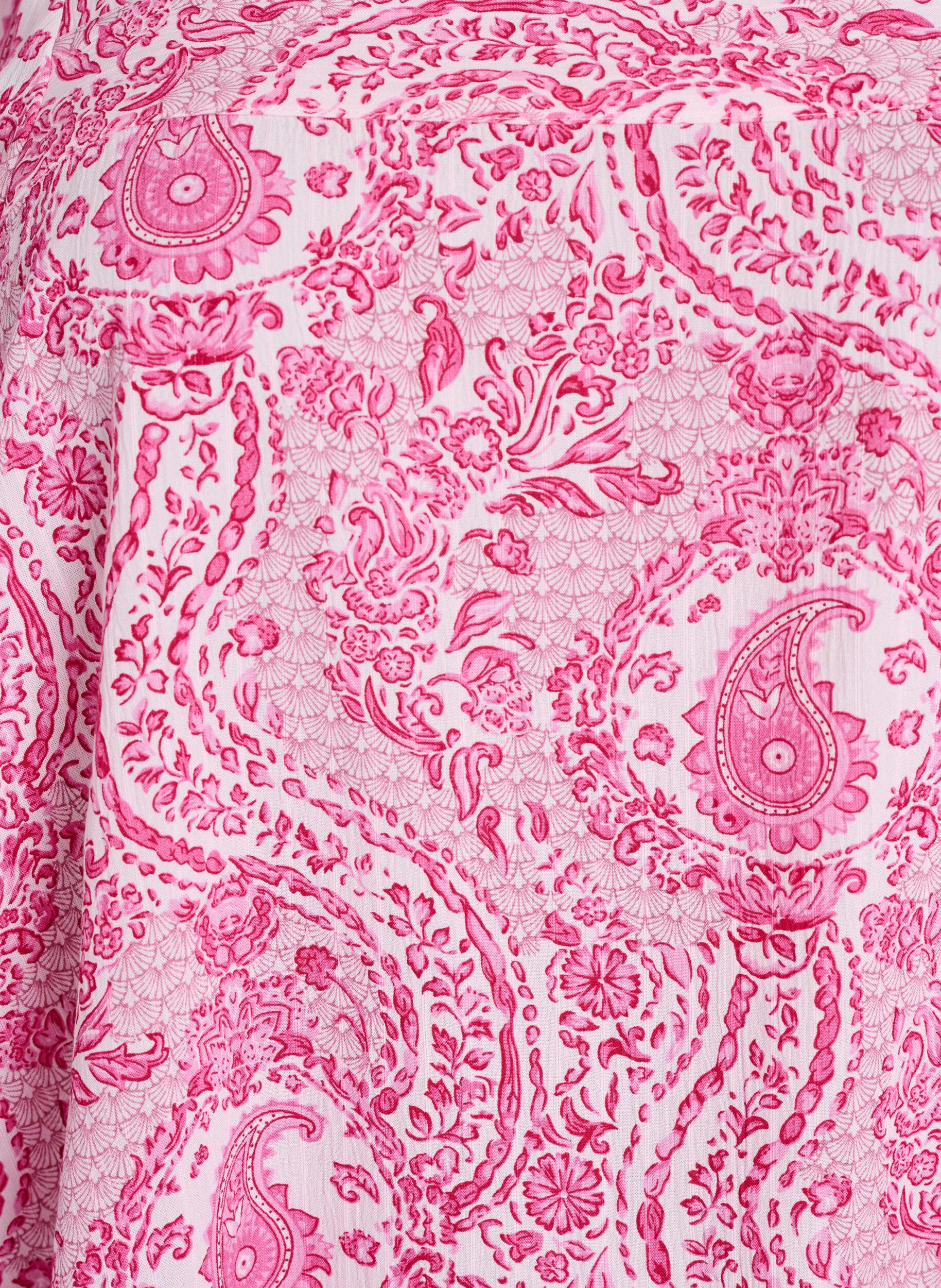 ZizziViskoosipusero paisleykuosilla ja neliskulmaisella p&auml;&auml;ntiell&auml;, Vaaleanpunainen, Packshot image number 2