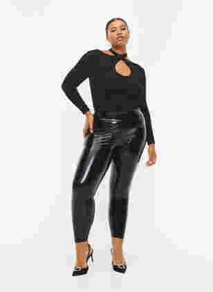 Wetlook-leggingsit, Black Shiny, Model