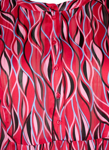 Lyhyt-hihainen tunika kuvioidulla kankaalla, Fuchsia Pink AOP, Packshot image number 2