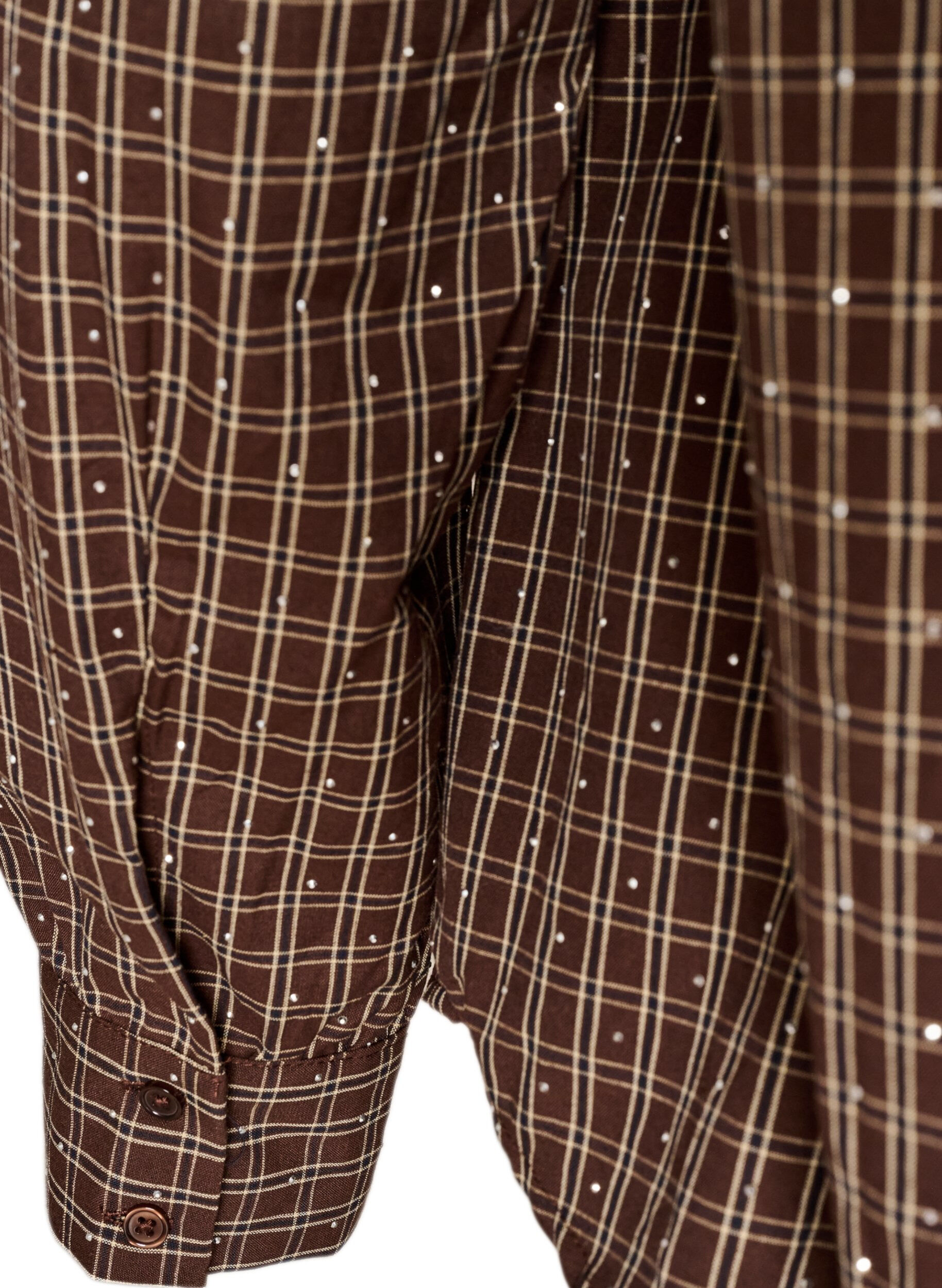ZizziRuudullinen paita strasseilla, Ruskea, Packshot image number 3