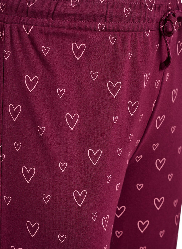 Puuvillapjama -housut korkealla vy&ouml;t&auml;r&ouml;ll&auml;, Punainen, Packshot image number 2