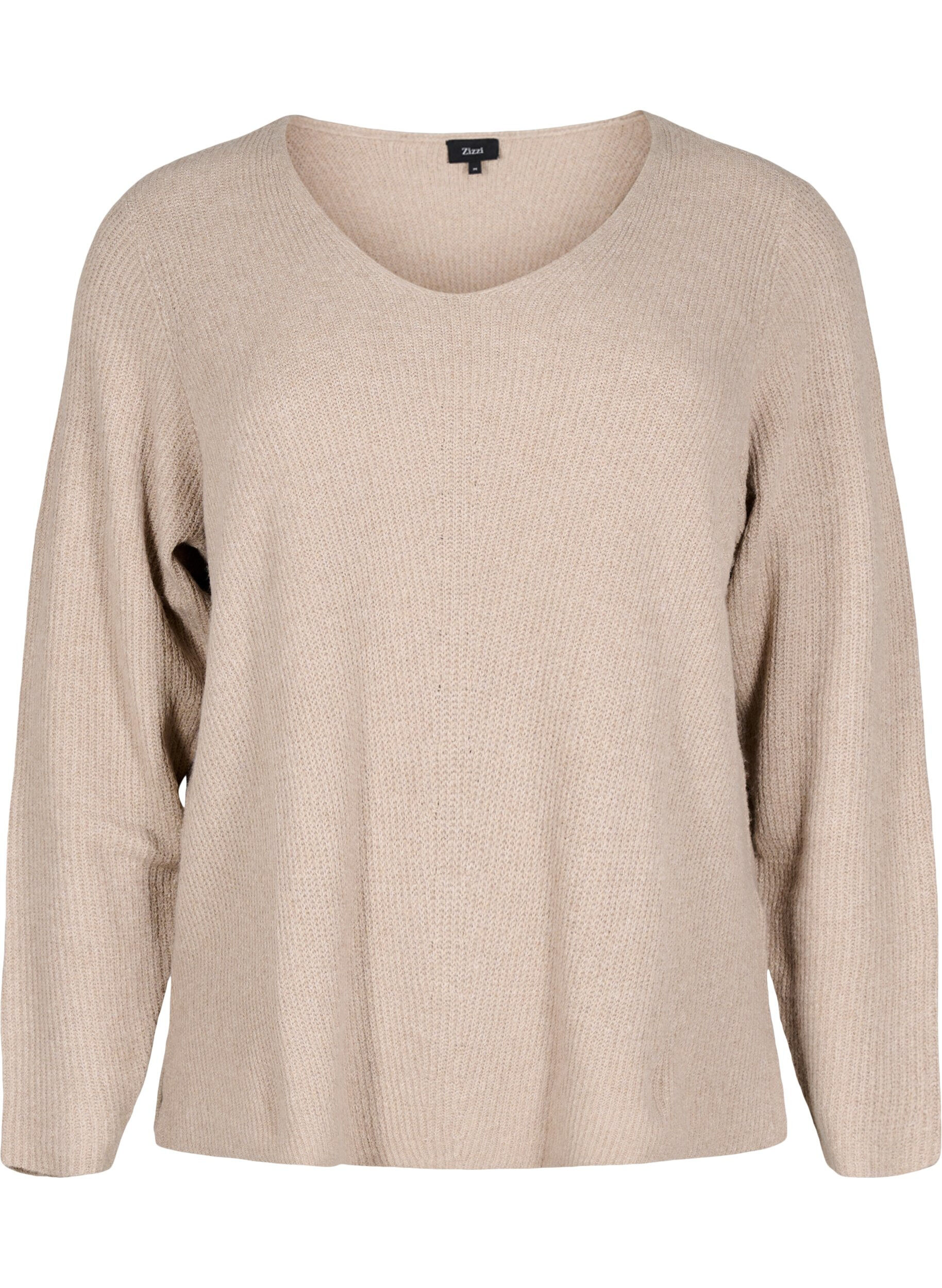 Zizzi Neulepusero v-p&auml;&auml;ntiell&auml; ja pitk&auml;t hihat, Simply T. White Mel., Packshot image number 0