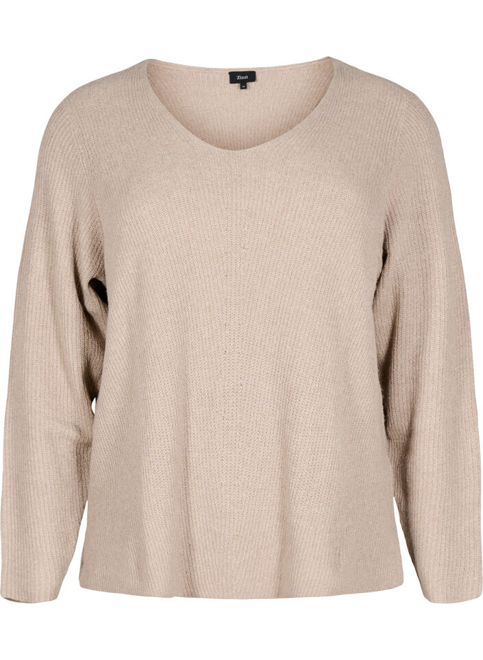 Neulepusero v-pääntiellä ja pitkät hihat, Simply T. White Mel., Packshot image number 0