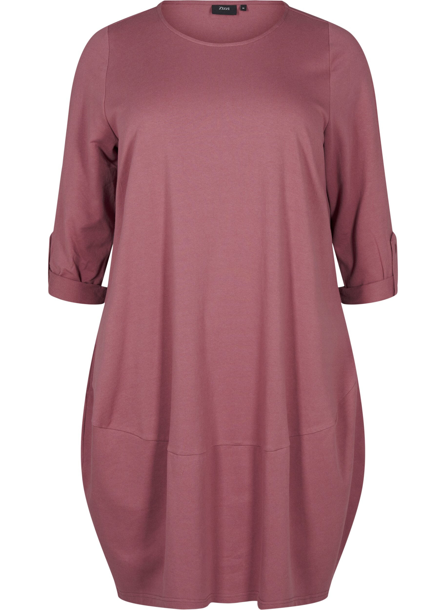 Zizzi Pallomainen puuvillamekko taskuilla, Vaaleanpunainen, Packshot image number 0