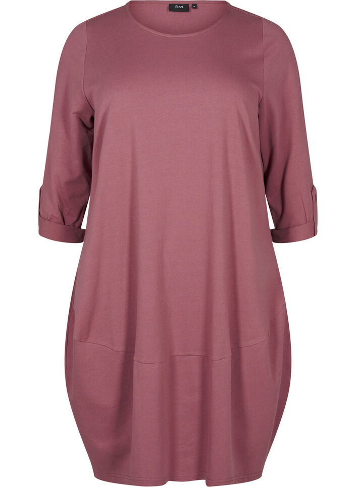 Pallomainen puuvillamekko taskuilla, Vaaleanpunainen, Packshot image number 0