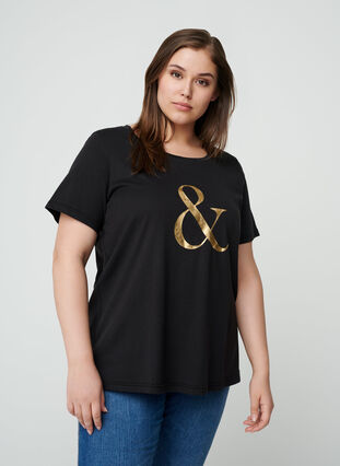 T-paita printillä, Black , Model image number 0