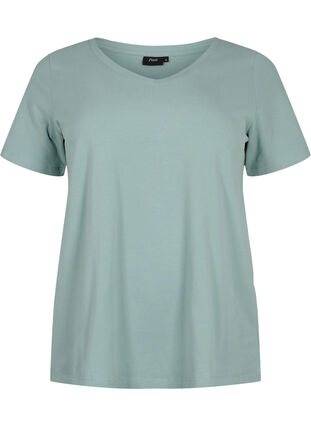 Yksivärinen perus t-paita puuvillasta, Chinois Green, Packshot image number 0