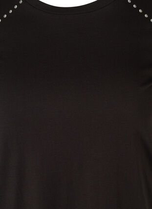 Lyhythihainen puuvillainen t-paita niiteillä, Black, Packshot image number 2