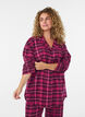 Pitk&auml;hihainen ruudullinen puuvillapyjamapaita, Punainen, Model image number 0
