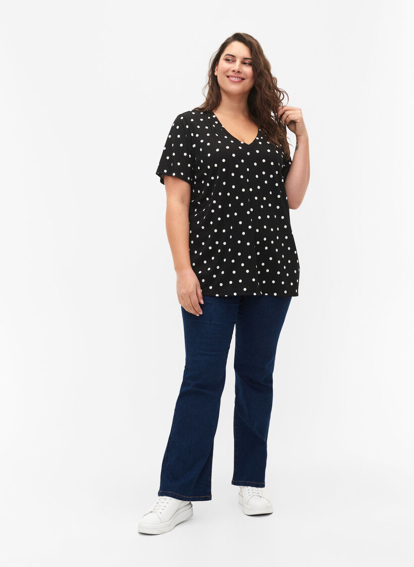FLASH - T-paita kuosilla ja v-aukolla, Black Dot, Model image number 2