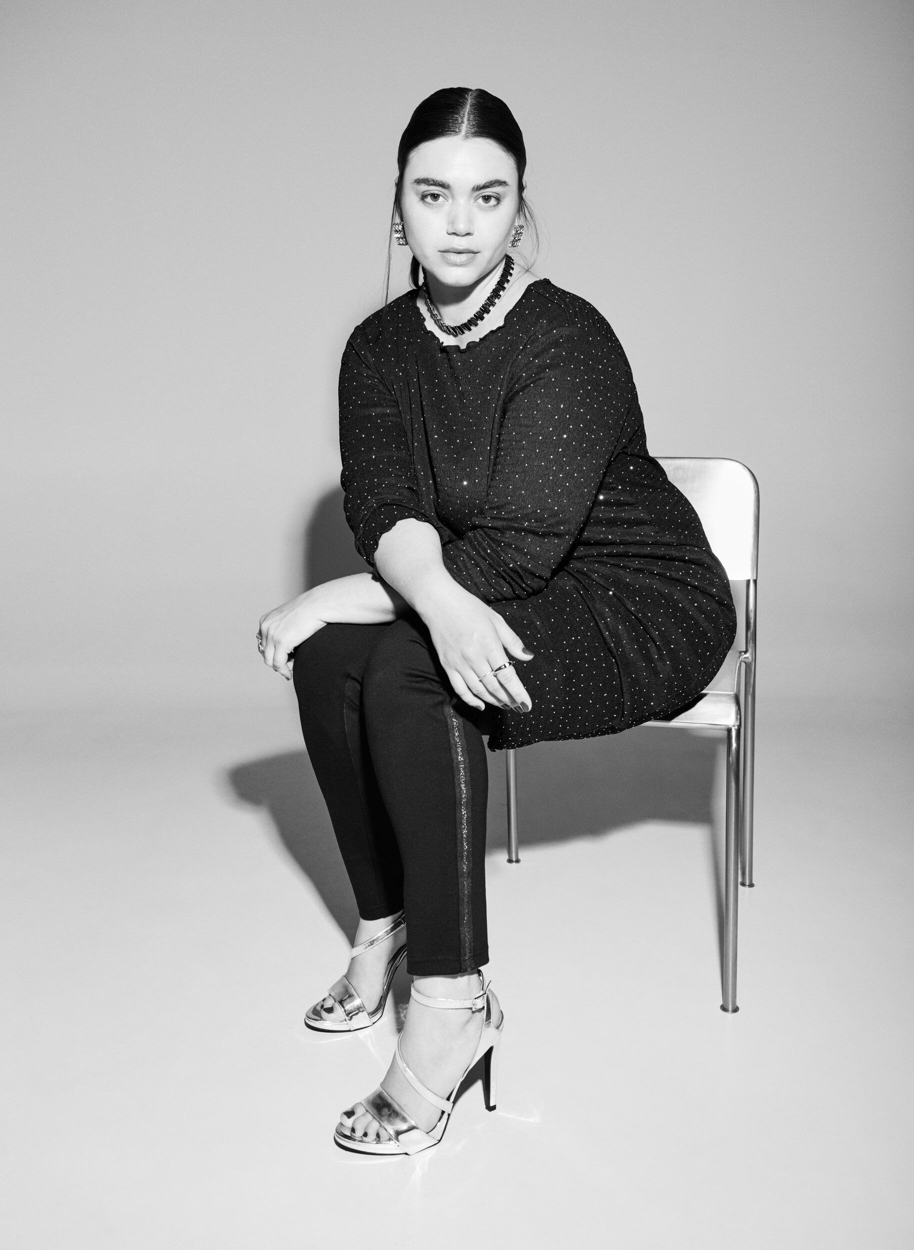 Zizzi Leggingsit glitterraidoilla ja halkioilla, Musta, Image image number 0