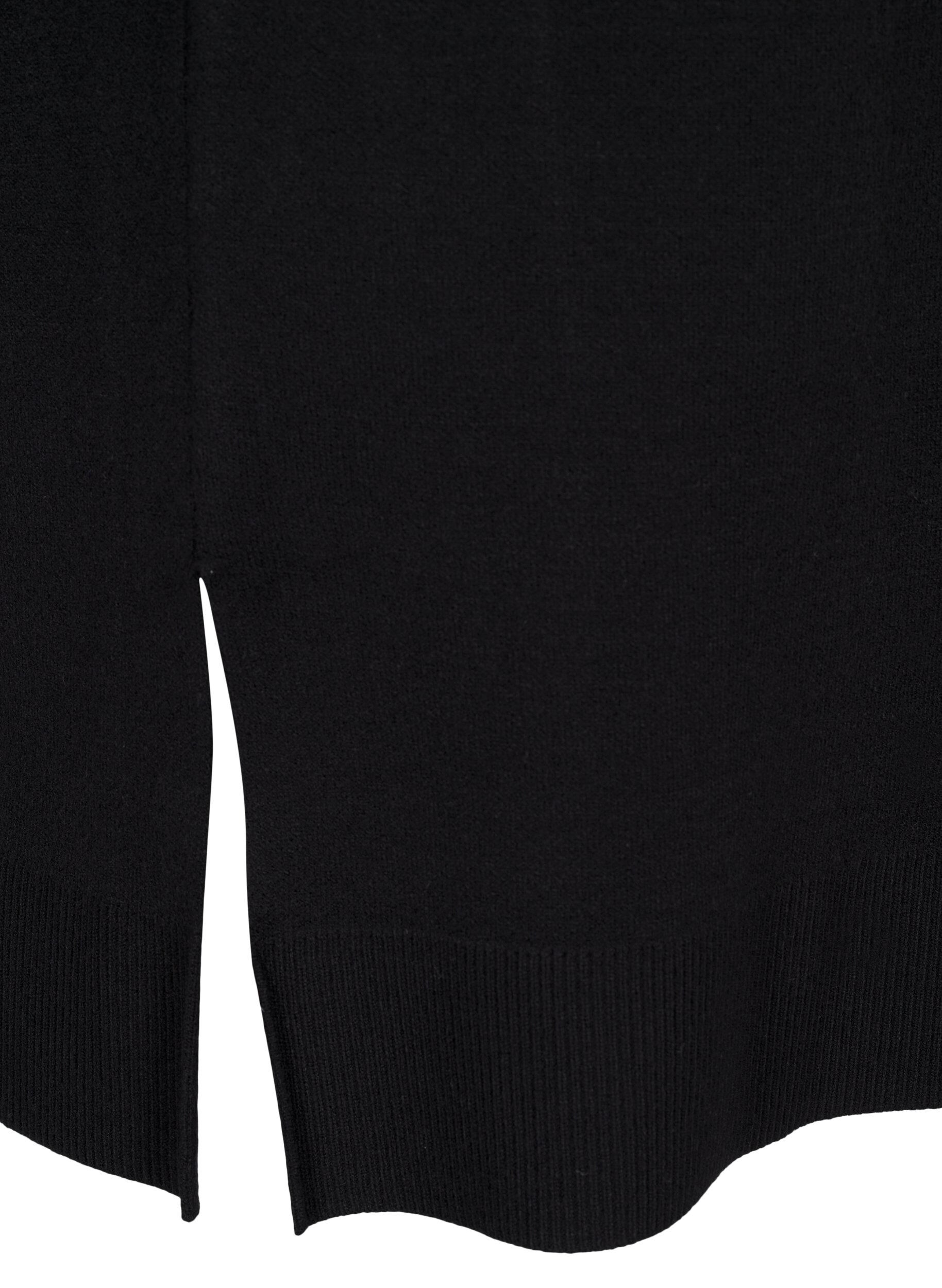 Zizzi Neulemekko, jossa on py&ouml;re&auml; p&auml;&auml;ntie ja halkio, Musta, Packshot image number 3