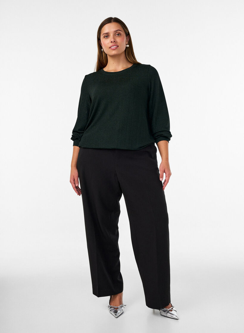 Pusero pystysuuntaisella tekstuurilla ja glitterlangalla, Vihre&auml;, Model image number 1
