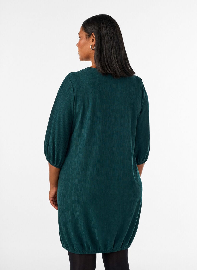 Mekko ilmapallomaisella siluetilla ja rakenteella, Vihre&auml;, Model image number 2
