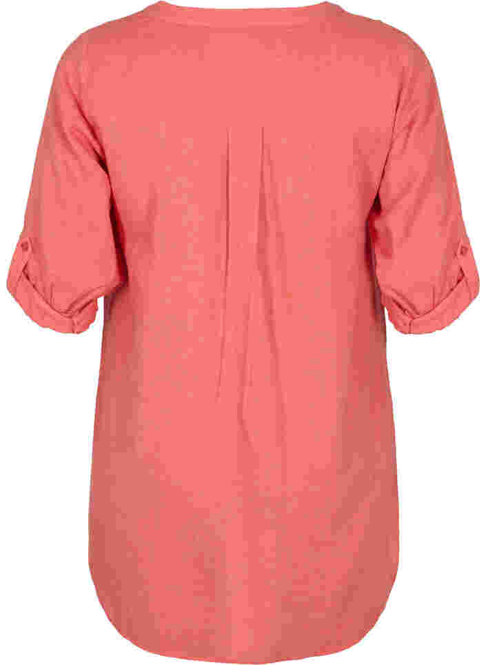 Pitkä paita 3/4-hihoilla ja v-aukolla, Hot Coral, Packshot image number 1