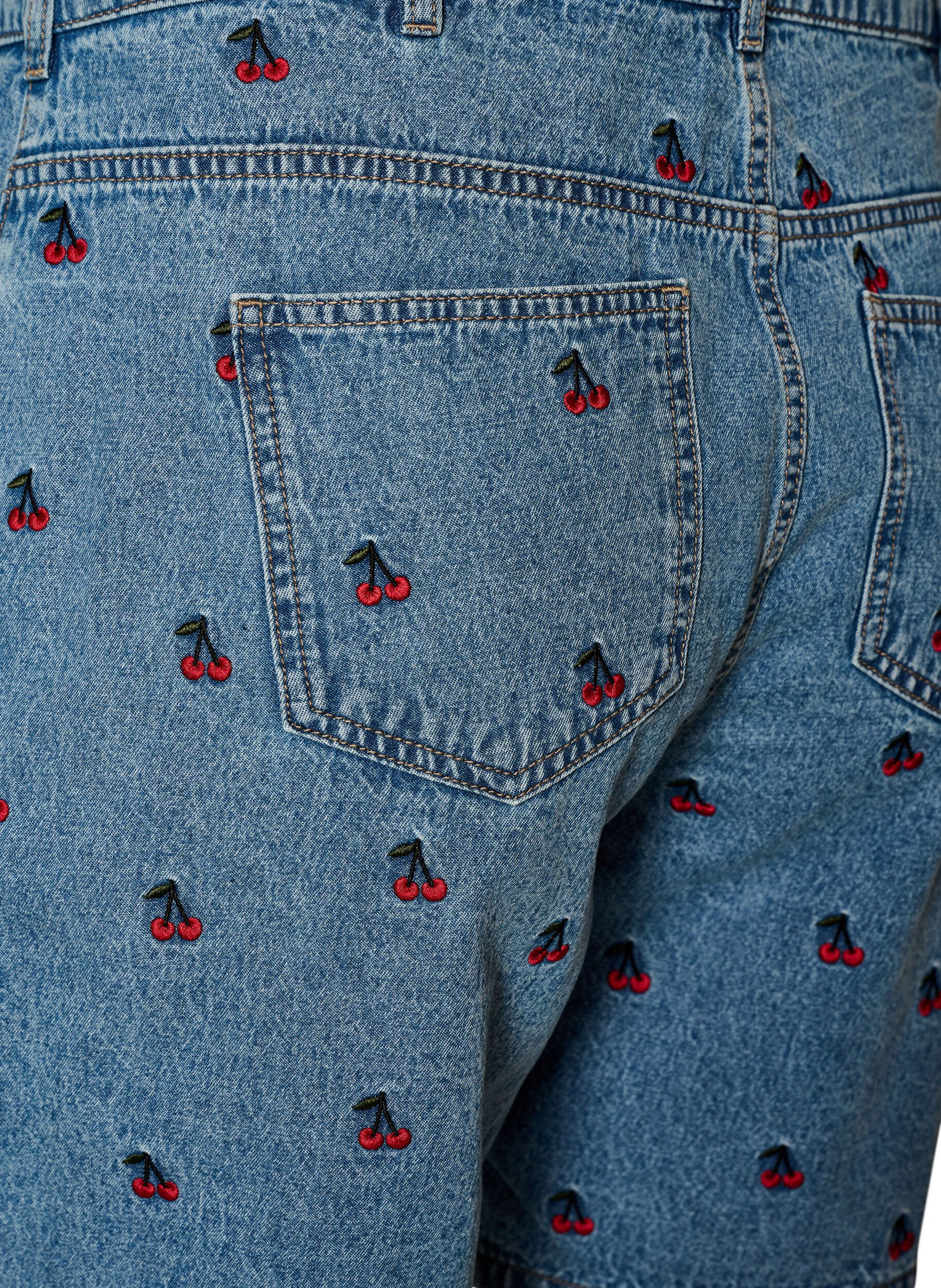 Zizzi Kirjailut denimshortsit, Sininen, Packshot image number 3
