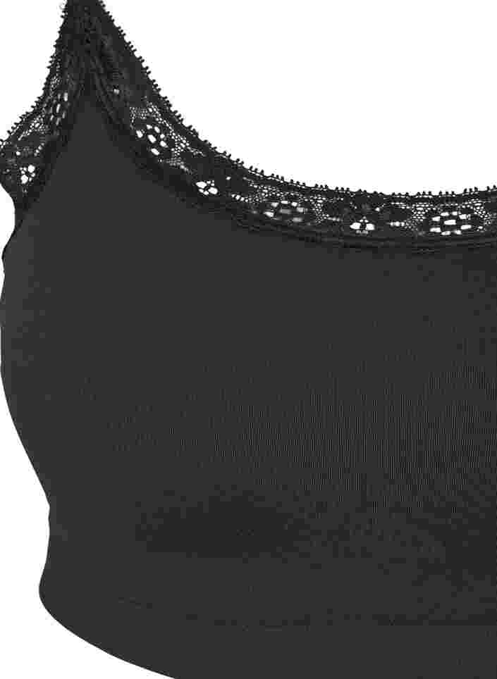 Saumattomat rintaliivit pitsireunalla, Black, Packshot image number 2