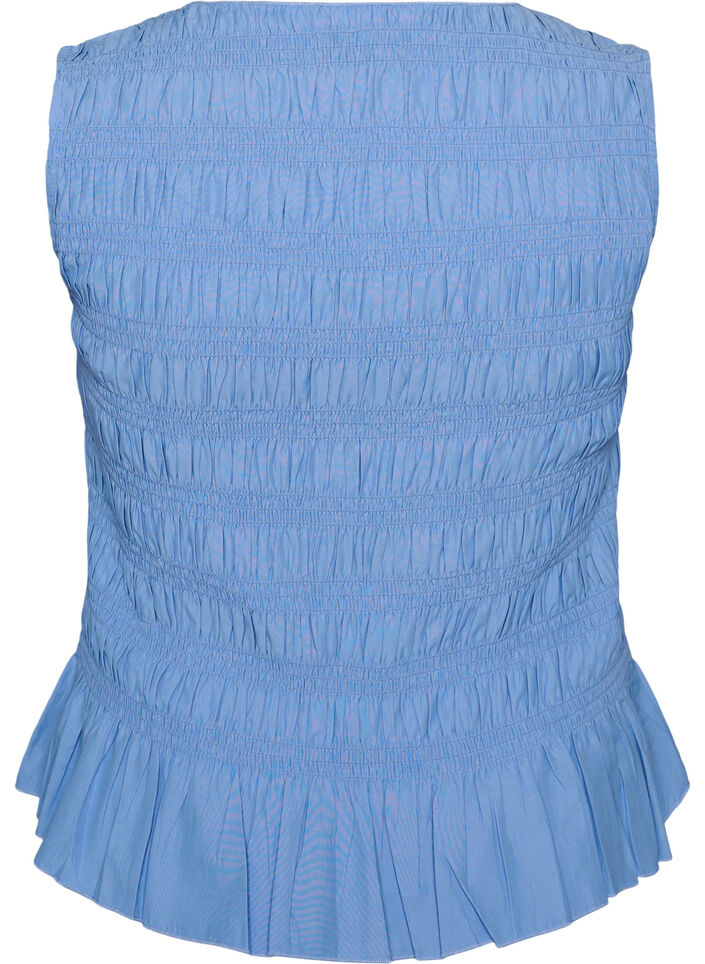 Smokkitoppi venep&auml;&auml;ntiell&auml; ja peplum-helmalla, Sininen, Packshot image number 1