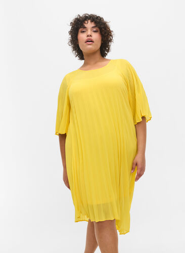 A-mallinen mekko 2/4-hihoilla, Primrose Yellow, Model image number 0