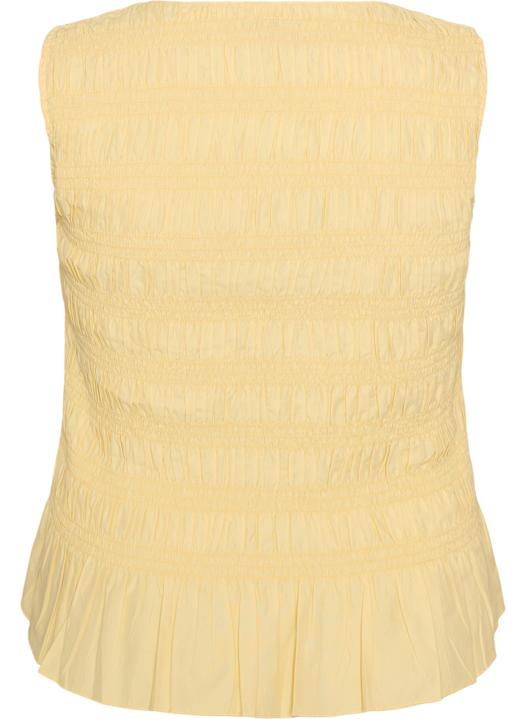 ZizziSmokkitoppi venep&auml;&auml;ntiell&auml; ja peplum-helmalla, Keltainen, Packshot image number 1