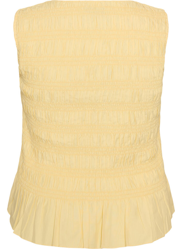 Smokkitoppi venep&auml;&auml;ntiell&auml; ja peplum-helmalla, Keltainen, Packshot image number 1