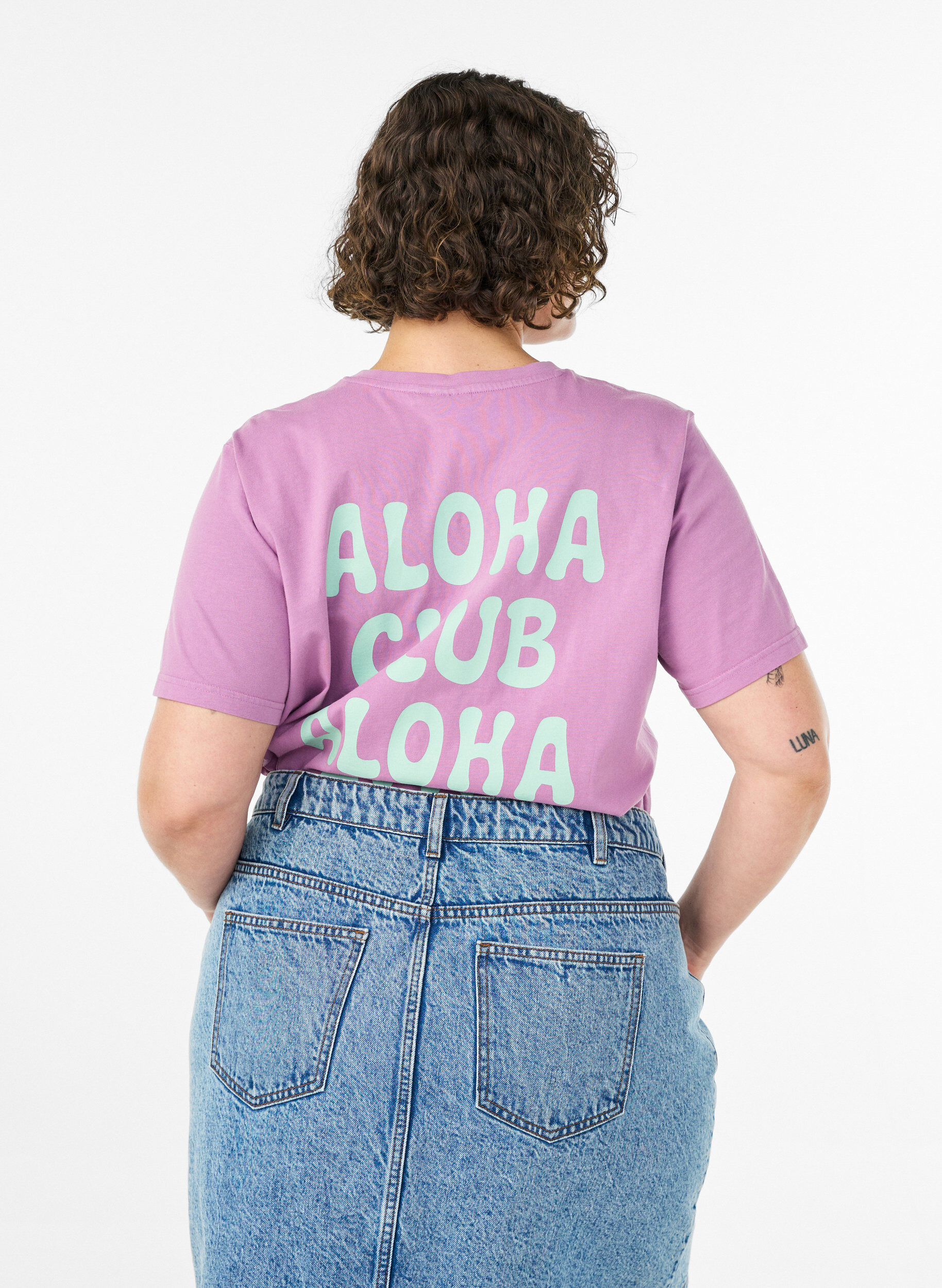 ZizziLuomupuuvillainen t-paita selk&auml;printill&auml;, Vaaleanpunainen, Model image number 2