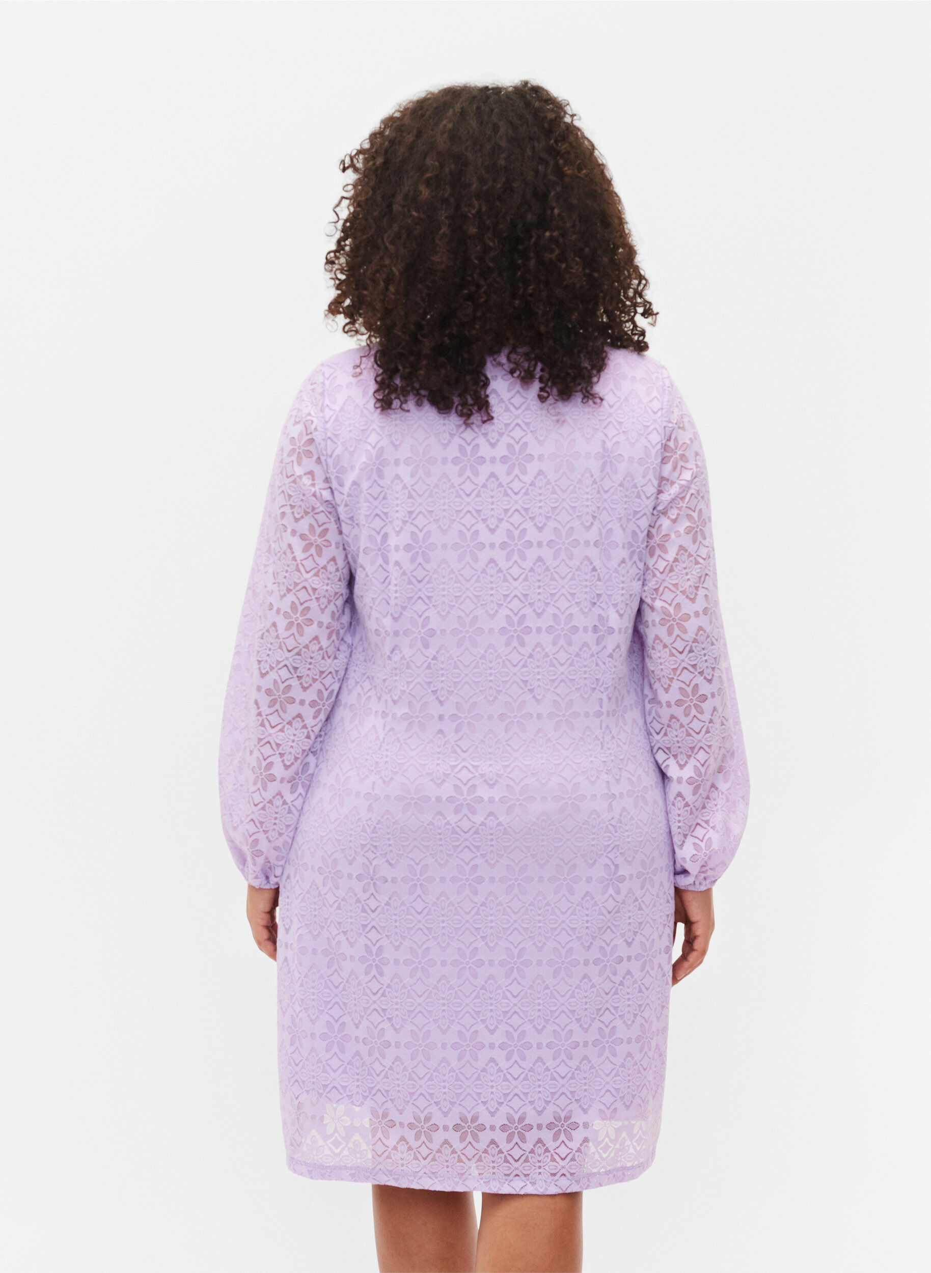ZizziPitk&auml;hihainen pitsimekko v-p&auml;&auml;ntiell&auml;, Pastel Lilac, Model image number 1