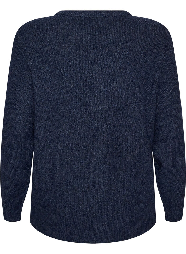 Melange-neulepusero py&ouml;re&auml;ll&auml; p&auml;&auml;ntiell&auml;, Sininen, Packshot image number 1