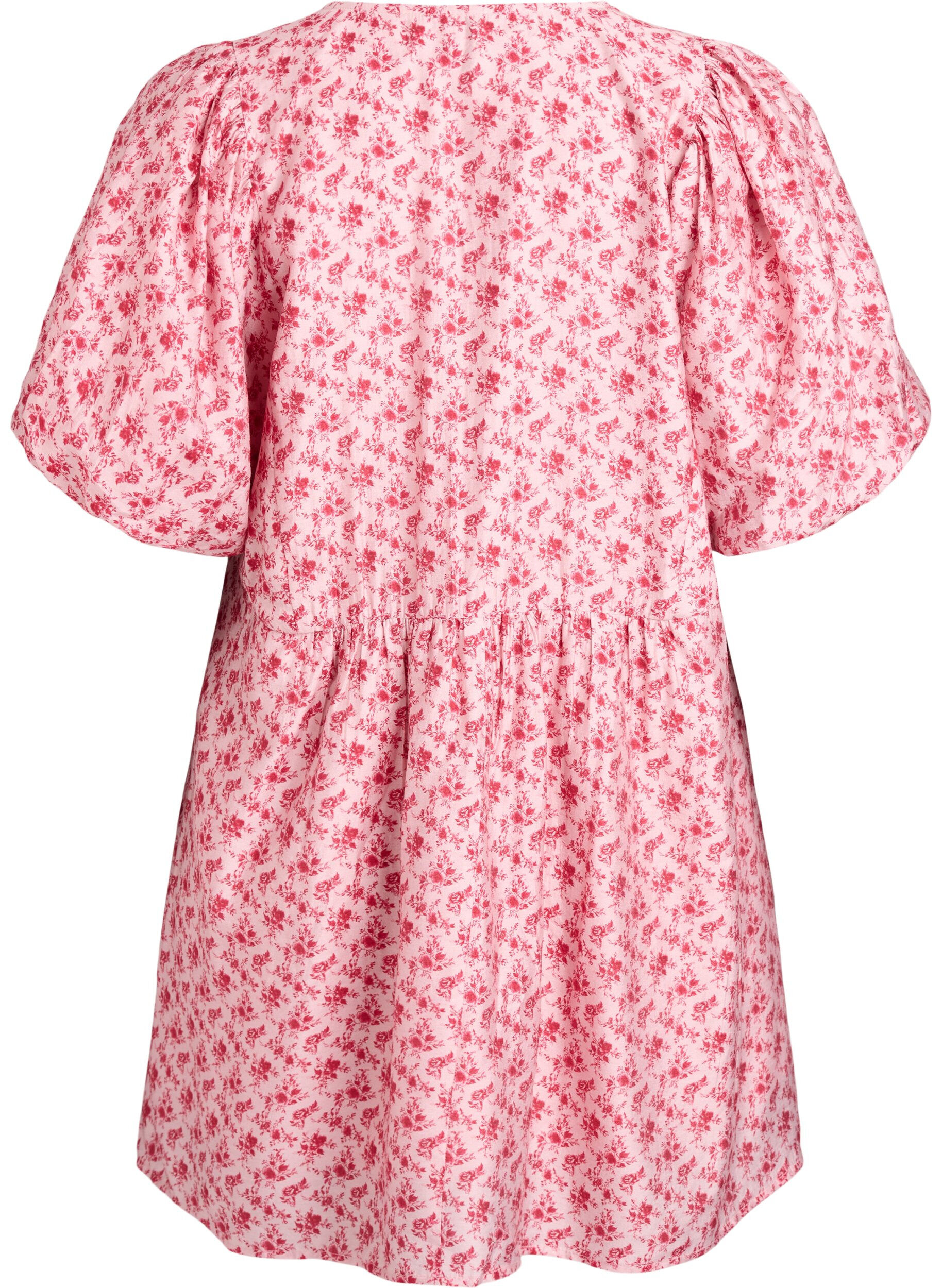 ZizziLyhyt viskoosimekko empire-linjalla ja pussihihoilla, Punainen, Packshot image number 1