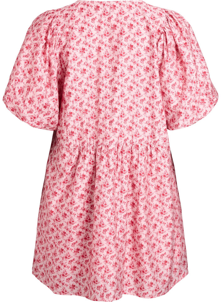 Lyhyt viskoosimekko empire-linjalla ja pussihihoilla, Punainen, Packshot image number 1