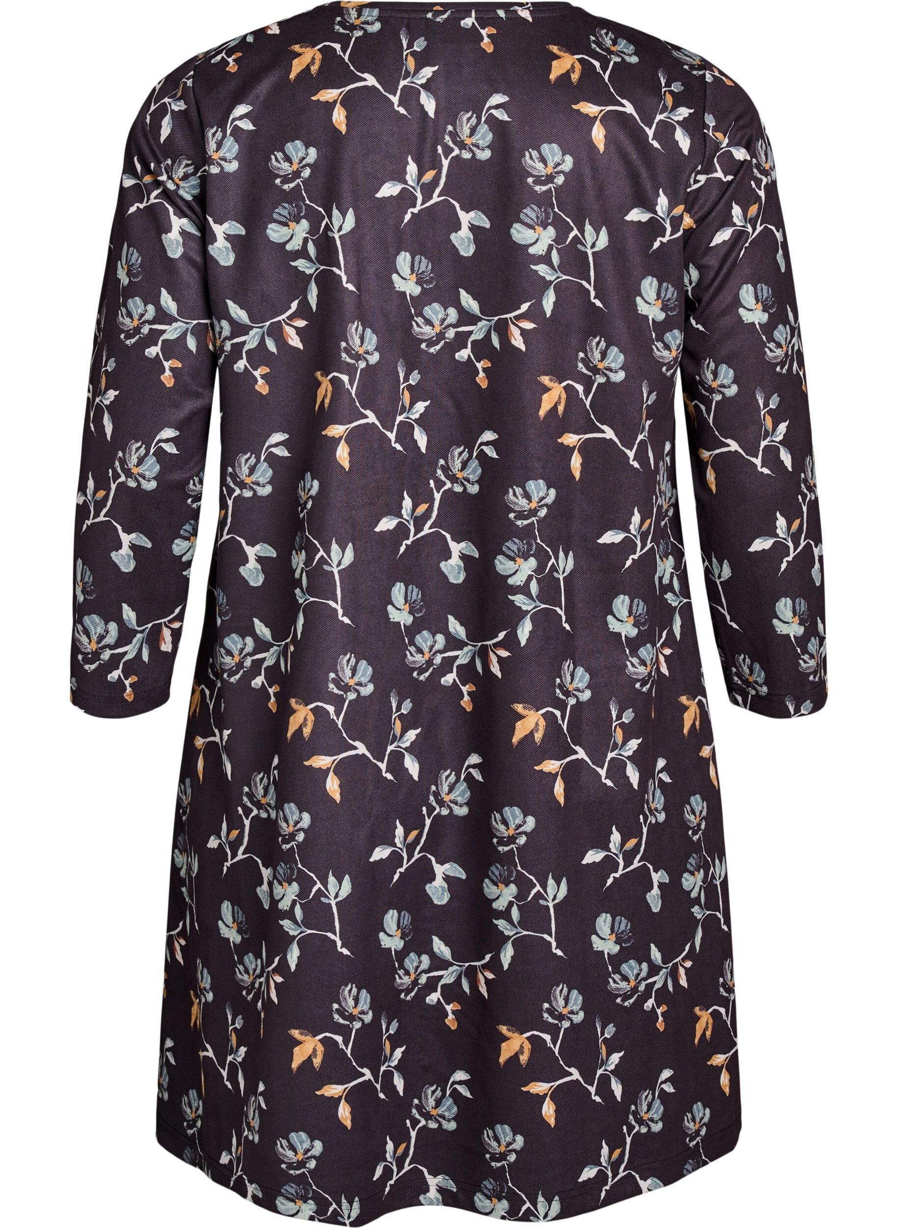 Zizzi Lyhyt A-linjainen mekko 7/8-hihoilla, Musta, Packshot image number 1