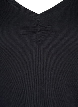 Ribbipusero, jossa on pitkät hihat ja V-pääntie, Black, Packshot image number 2