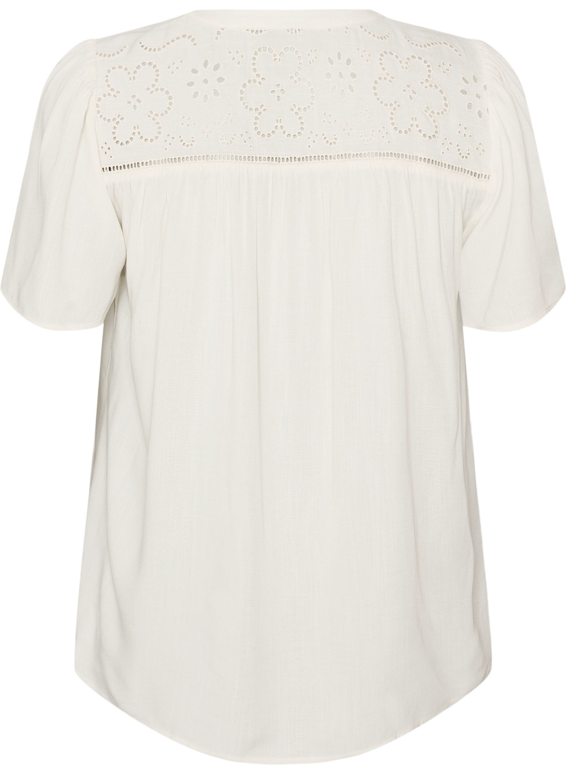 ZizziViskoosipusero broderieanglaise-koristeilla, Beige, Packshot image number 1