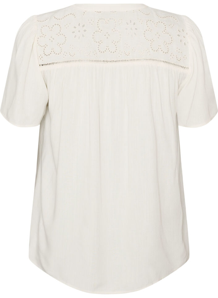 Viskoosipusero broderieanglaise-koristeilla, Beige, Packshot image number 1