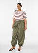 Raitakuosinen ribattu T-paita nappiyksityiskohdalla, Violetti, Model image number 1
