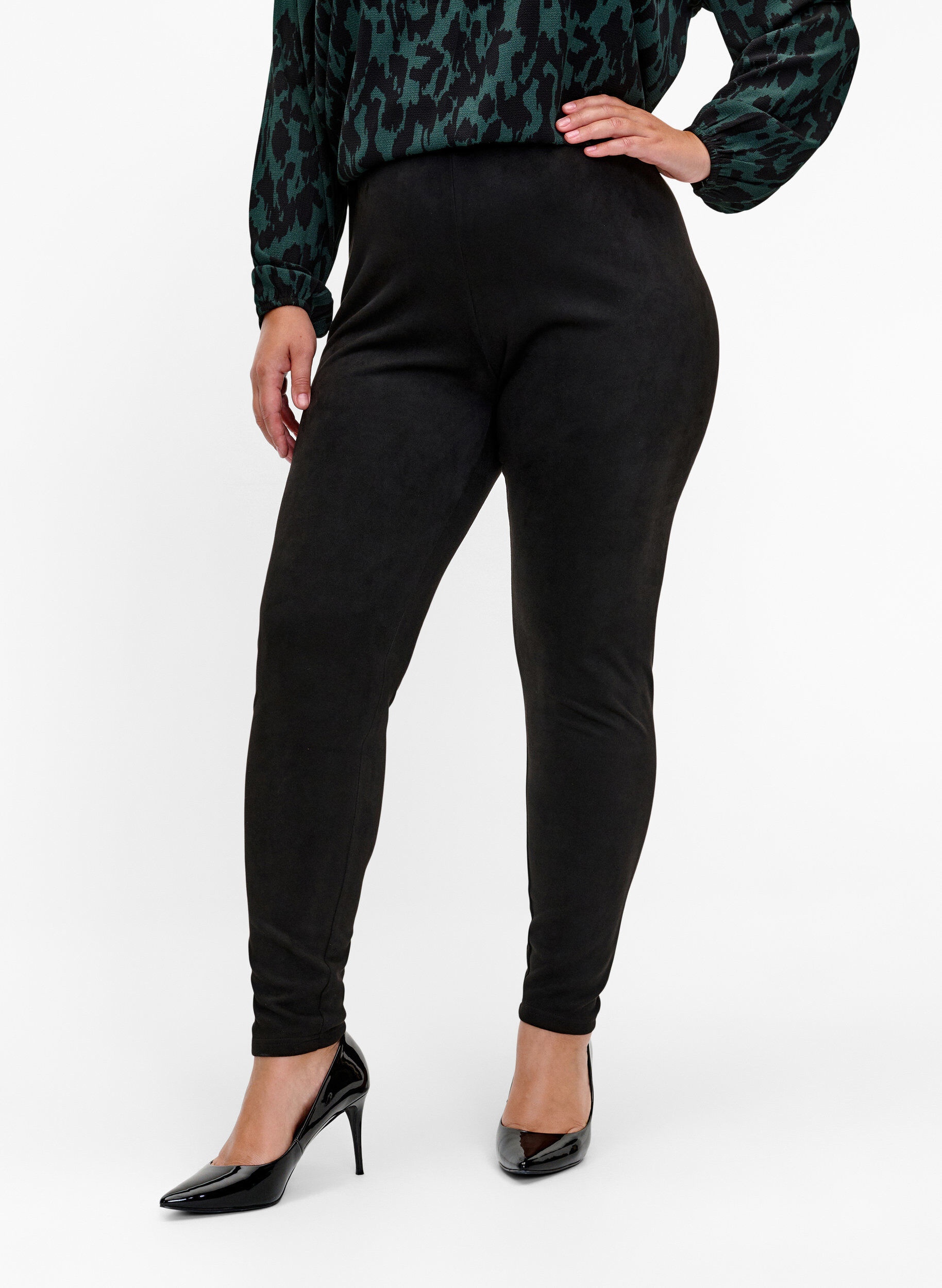 ZizziLeggingsit mokkanahkaj&auml;ljitelm&auml;&auml;, Black, Model image number 2