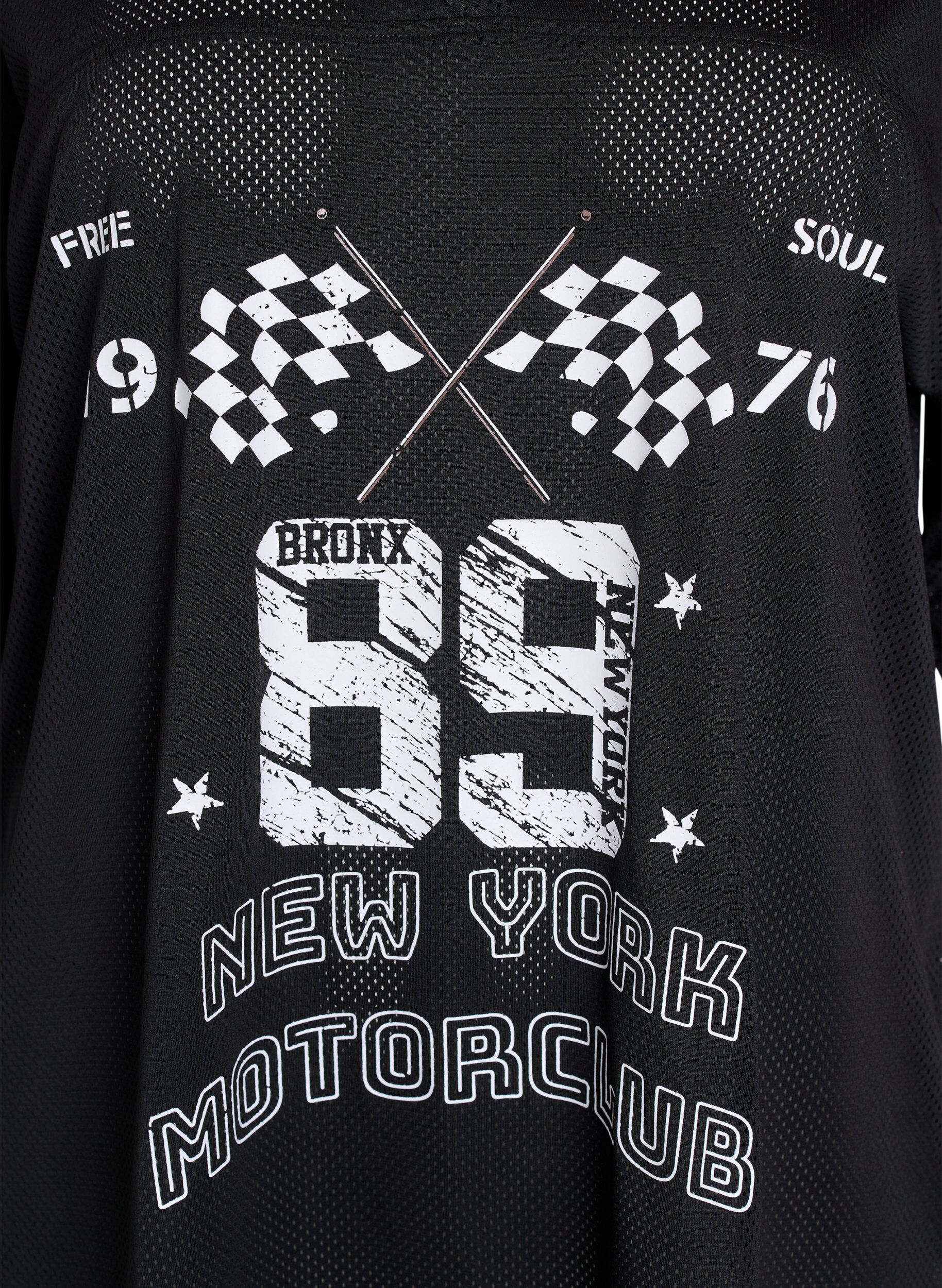 Zizzi Sporttinen T-paita etupuolen printill&auml;, Black, Packshot image number 2