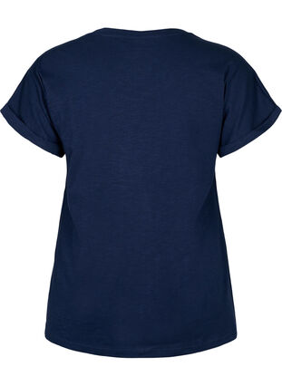 Ekologisesta puuvillasta valmistettu t-paita painatuksella, Navy Blazer, Packshot image number 1